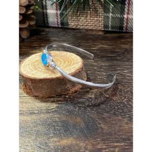 Navajo Handmade Kingman Turquoise & Sterling <b>Silver</b> Fashion <b>Cuff</b> <b>Bracelet</b> Kingman Turquoise & Sterling <b>Silver</b> - Product Image 4