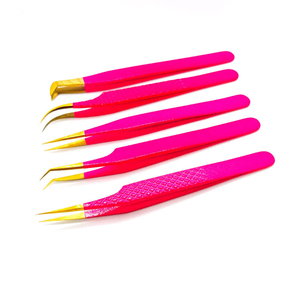 Pince à épiler professionnelle à prix compétitif, en acier inoxydable multi-couleurs avec revêtement en titane, anti-magnétique, à pointe lisse et confortable - Product Image 2