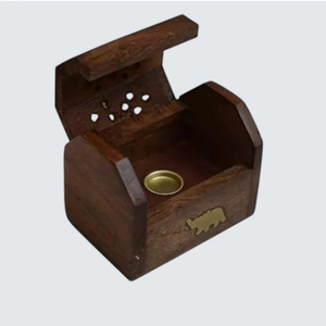 กล่องเผาธูปไม้ขนาดเล็กพร้อมสลักรูปช้างสำหรับใช้ในกลิ่นหอม - Product Image 2