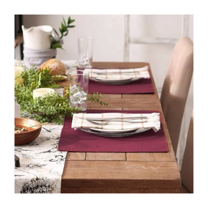 Solid Maroon Colour Jute <b>Placemat</b> Rustic 33x45cm <b>Dining</b> <b>Table</b> Mat ISO Certified Natural Look India Bulk Wholesale Suitable - Product Image 1