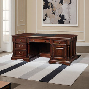 Computer <b>Desk</b> Engineered Wood Rectangular Writing <b>Desk</b> Classic Brown Smooth Layered Frame 1-Year Warranty - Product Image 1