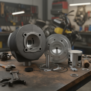 ชุดประกอบเครื่องยนต์มอเตอร์ไซค์เหล็กหล่อ 177 ซีซี พร้อมช่องถ่ายเทความร้อน 2 ช่อง และหัวเทียนกลาง - Product Image 3