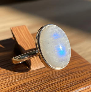 Último diseño personalizado 925 anillo de moda de plata de alta calidad azul piedra lunar cristal rodio chapado en oro rosa banda de fiesta de boda - Product Image 2