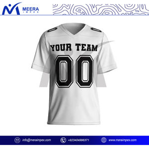 เสื้อยืดฟุตบอลคอวีสำหรับทุกเพศเสื้อฟุตบอลอเมริกันพิมพ์ซับลิเมชันงานตามสั่ง - Product Image 2