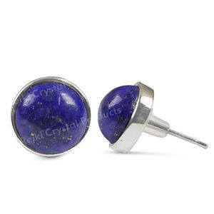 Natural Crystal Stone Round <b>Earrings</b> Tpos / Studs - Product Image 5