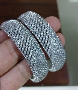 AMERICAN DIAMOND CLASSIC STYLE <b>BANGLES</b> TRADITIONAL and FASHIONABLE <b>SILVER</b> PLATED <b>BANGLES</b> and CUBIC ZIRCON <b>for</b> <b>WOMEN</b> and GIRLS - Product Image 1