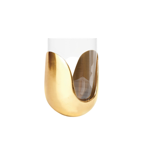 Eager Gold Metal & Glass Hurricane Votive Candle Holder Decoración DE MESA DE BODA Tall Hurricane Gold Candlestick Holder Candle Cover - Product Image 2