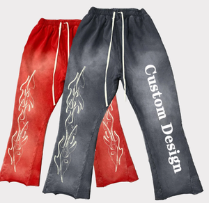 Pantalon de survêtement vintage en coton délavé à l'acide, coupe droite, imprimé, avec strass, streetwear, grande taille, saison printemps - Product Image 2