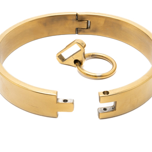Collar de Bondage Dorado y Elegante con Anillo en O Ajustable, Acero Inoxidable 304, Tamaño y Color Personalizables - Product Image 5