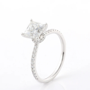 Luxury 18K White Gold Plated Rose Gold Plated Princess Cut 925 Sterling Silver <b>Adjustable</b> Fine Wedding Engagement <b>Ring</b> Women - Product Image 5