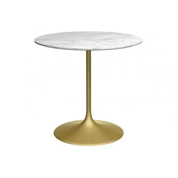 Table basse décorative de finition antique en laiton dessus en marbre blanc décor artisanal Table de service de thé de café de Style classique