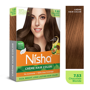 Nisha-Colorant crème longue durée pour femme, couleur grise 100%, pochette de 20g + 20ml, teinte chocolat-blonde, couleur permanente - Product Image 5