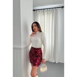 Minifalda con Lentejuelas Color Borgoña - Borgoña - Product Image 2