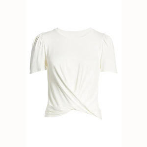 Custom Women's 94% Viscose 6% Elastane Twist Front Crewneck High Quality New Style Viscose for Women Ladies T-shirt para hombres - Product Image 5