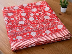 Handmade Modern Indian 100% Cotton <b>Tablecloth</b> Customizable <b>Square</b> 6 Seater 60x90'' Customized Color Floral Block Print Design Mi - Product Image 6