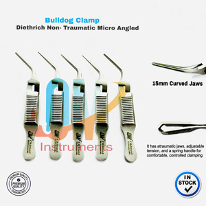 Instruments chirurgicaux 5PCS Diethrich Non-Traumatic Micro Bulldog Clamp Angle 15mm mâchoires Allemand Haute Qualité | OldMed Instruments - Product Image 2