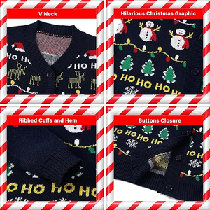 Pull de Noël laid en acrylique unisexe personnalisé entièrement tricoté, pull de Noël Jacquard recyclable, bon marché et amusant pour l'hiver - Product Image 5