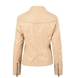 2024 nuevo diseño chaqueta de cuero auténtico para mujer estilo moderno cremallera transpirable con bolsillos interiores y exteriores OEM al por mayor - Product Image 6