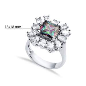 แหวนพลอยโทแพซพลอยเทียมทรงสี่เหลี่ยมผืนผ้าทำด้วยมือสไตล์ตุรกีเครื่องประดับเงินสเตอร์ลิงสำหรับ925 - Product Image 2