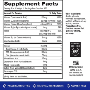 Capsules molles de haute qualité à base de lutéine, zéaxanthine, vitamine C, vitamine E et huile de poisson, antioxydantes, pour soutenir l'immunité et protéger la vue. - Product Image 3