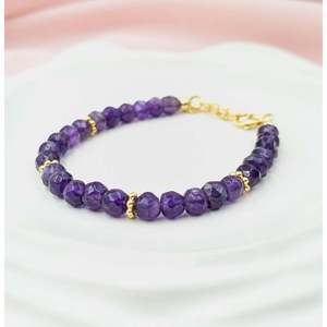 18K Gold Filled Amethyst Ball <b>Bracelet</b> 925 Sterling <b>Silver</b> Gift for Someone Special - Product Image 1