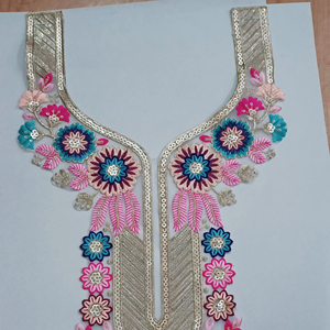 Organic Cotton Embroidered Collar Eco-Friendly <b>Sew</b>-<b>On</b> <b>Patches</b> for Sustainable Brands Made in India - Product Image 1