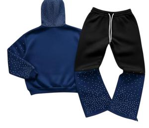 Hoodie Women's Men's Wholesale <b>Rhinestone</b> Zipper Casual Hooded <b>Jacket</b> Unisex Loose Crystal Pocket <b>Rhinestone</b> Hoodie - Product Image 2