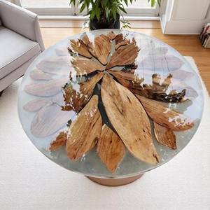 Tablero Redondo de Madera de Acacia con Resina Epoxi Transparente, Tablero Decorativo de Resina Moderna Hecho a Mano, Mesa de Centro de Lujo - Product Image 2
