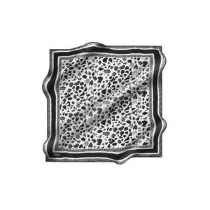 Black and White Leopard Print Silk Square Scarf - Product Image 1