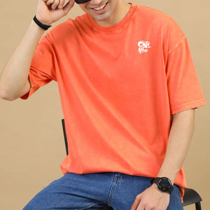 Camiseta de Moda Casual Clásica, Lavado Ácido, Tejido Suave y Cómodo, Ideal para Uso Diario, Larga Duración, Nueva Llegada - Product Image 1