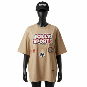 Women Oversize T Shirt Premium Single Jersey Cotton <b>Neutral</b> Tone Streetwear Custom Logo Women Oversized 100% Cotton T-Shirt - Product Image 1