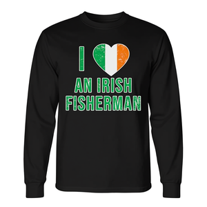 T-shirt à manches longues effet vieilli avec drapeau irlandais et inscription « I Love an Irish Fisherfolk » – Produit promotionnel - Product Image 2