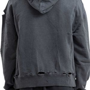 Sweats à capuche légers d'hiver décontractés en coton mélangé pour hommes Séchage rapide Basics Respirant Distressed Design Impression numérique - Product Image 4