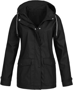 Chaqueta Cortavientos Deportiva Hedus para Mujer, con Capucha, Larga, a Rayas, Impermeable, para Exteriores, con Capucha y Protección Contra el Viento - Product Image 5