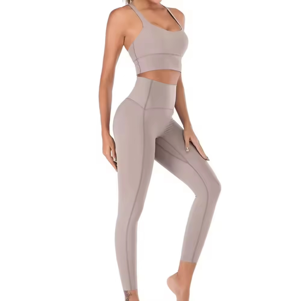 Customized Breathable High Elastic Waist Sportswear Yoga Running Gear Active Stretch Knee Skinny Fit 2-Piece Women's Shorts Set