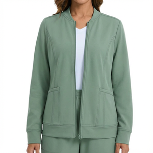 Veste de travail classique à fermeture éclair sur le devant pour femmes, uniforme de soins infirmiers, ensemble de blouses, veste de travail médicale pour hôpital, sensation de qualité supérieure à l'usage quotidien - Product Image 1