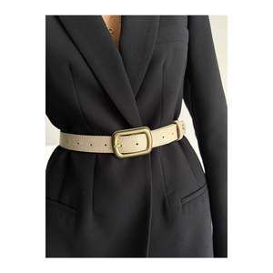 Cinturón de gamuza con hebilla cuadrada y accesorio de estrella para mujer, cinturón para pantalón, chaqueta o camisa - Beige-antiguo - Product Image 3