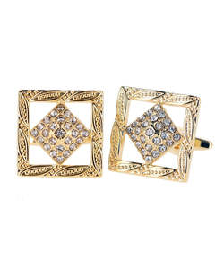 CL100X Series Gold Finish Iced Design Custom Groomsmen Cufflinks & <b>Tie</b> Clips for Christmas & Anniversary Parties in Gift Box USA - Product Image 1