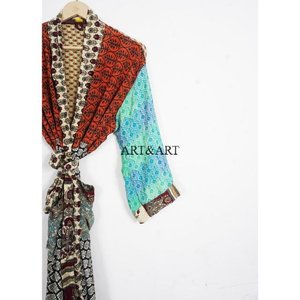 Robe élégante de style occidental en soie, col en V, fermeture à cordon, ceinture à la taille, longueur longue, décontractée, semi-formelle, occasions spéciales - Product Image 3