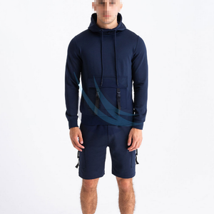 2025 nueva llegada personalizada hombres gimnasio Sudadera con capucha conjunto algodón Jogging ropa deportiva 2 piezas pantalones cortos chándal tamaño impreso de talla grande Casual - Product Image 1