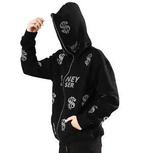 Vêtements décontractés unis haute qualité 100% coton polaire personnalisé fermeture éclair complète usine directe sweats à capuche unisexes - Product Image 2