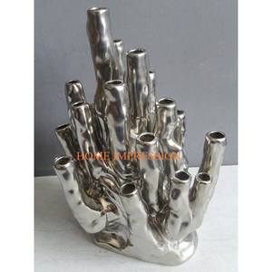 Sol de mariage et dessus de table Vases à fleurs Vase à fleurs de salon de grande taille en métal aluminium poli or de luxe - Product Image 3