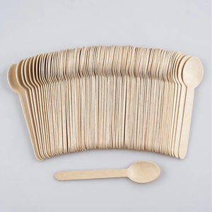 Cucharas de helado de madera biodegradables-100 cucharas ecológicas para postre, yogur, catering, Fiesta infantil, café y uso para llevar - Product Image 4