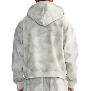 Wholesale Blank Cropped Boxy Hoodie For Men Custom Heavyweight Oversized Zip Up Distressed <b>Design</b> OEM ODM Hoodie Manufacturer - Product Image 4