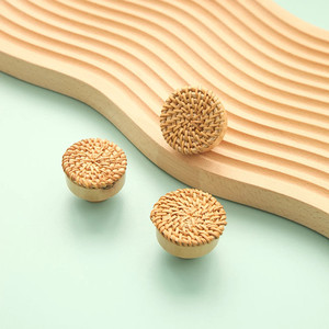 Boutons en bois de rotin pour portes avec bouton de meuble décoratif fait à la main - Product Image 4