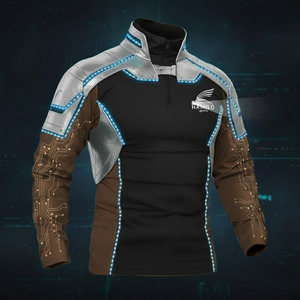 Service OEM, logo personnalisé, t-shirt de compression de sport à manches longues, 100% coton, motif uni - Product Image 5