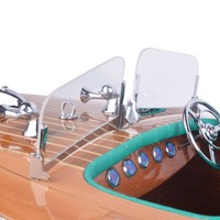 Maqueta de Barco de Madera Sólida de 80cm, Triple Cabina, Pintada a Mano, Réplica de Chris Craft, Decoración para el Hogar, Regalo de Angel Handicrafts