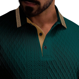 Camisa de Golf Texturizada para Hombre, Manga Corta, Lisa, Casual, Ajustada, con Cuello, Top de Verano, Servicio OEM, Jersey de Secado Rápido, Bloques de Color - Product Image 5