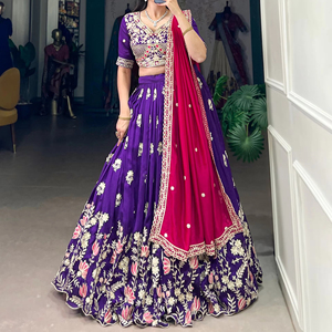 Dernier modèle de choli en soie Vichitra avec broderie de paillettes et de fils, extensible et réversible, pour femmes, idéal pour les occasions de fête, mariage et Diwali - Product Image 1