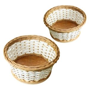 Cesta de mimbre de almacenamiento de pan de ratán artesanal vietnamita con fondo de madera para organización de cocina - Product Image 1